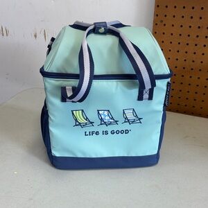 Life Is Good Aqua and Navy Cooler Bag